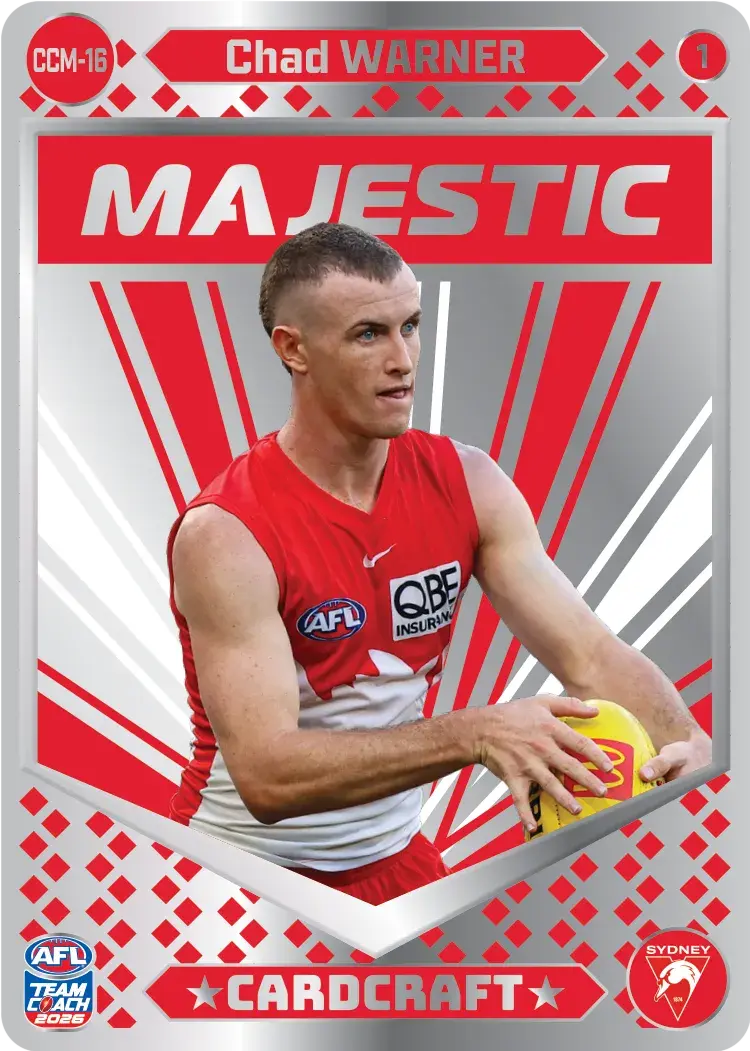 Teamcoach 2026 Card Craft Majestic CCM-16 Chad Warner #1 - Sydney Swans