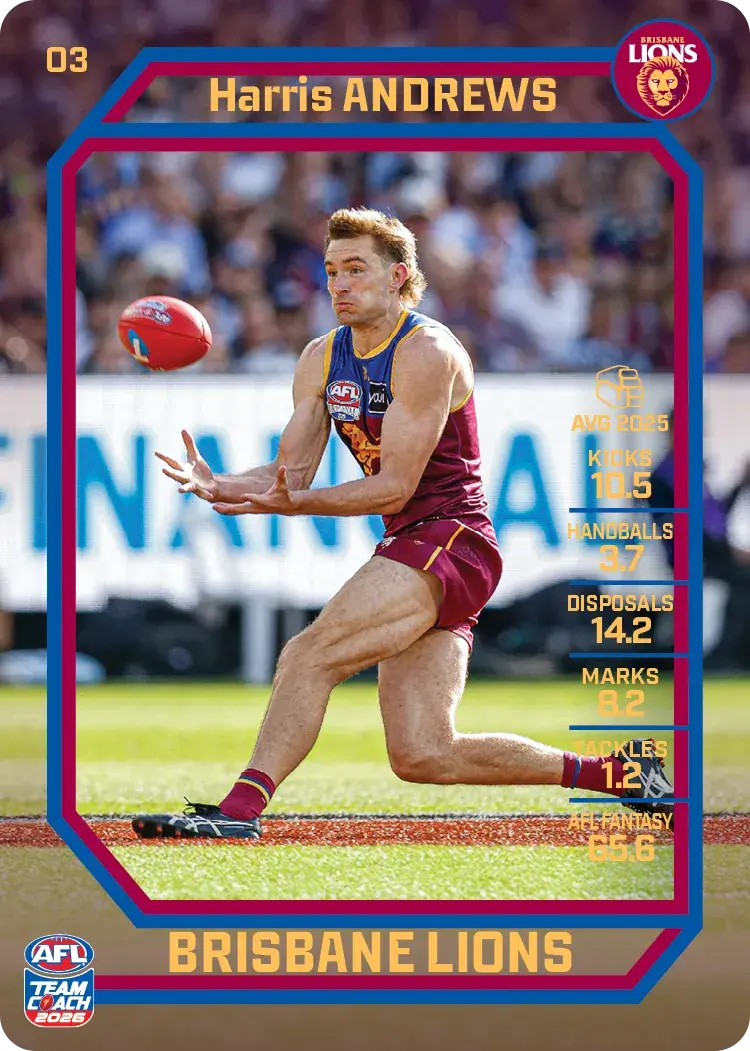 Teamcoach 2026 Base Common Card #03 Harris Andrews - Brisbane Lions