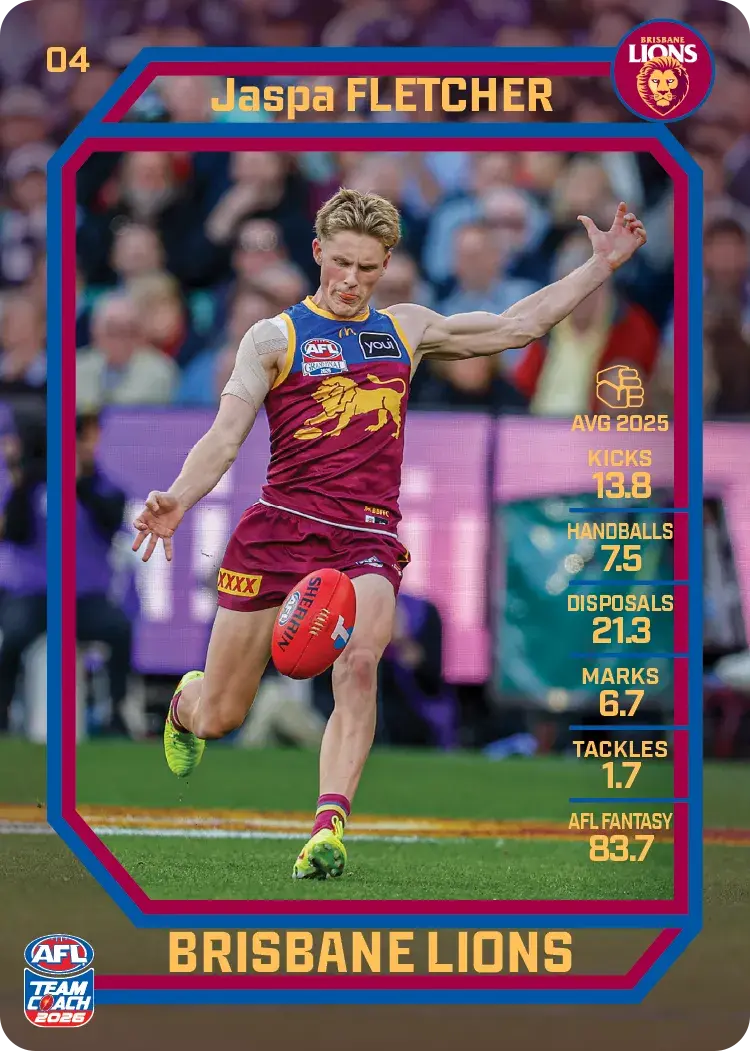 Teamcoach 2026 Base Common Card #04 Jaspa Fletcher - Brisbane Lions