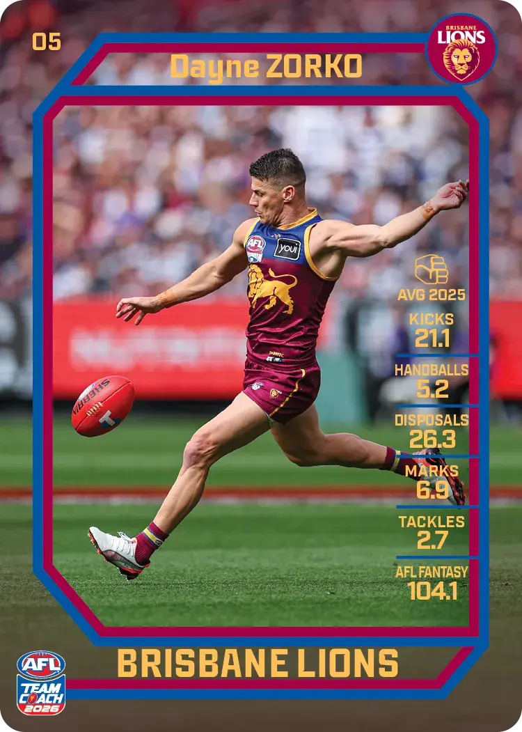 Teamcoach 2026 Base Common Card #05 Dayne Zorko - Brisbane Lions