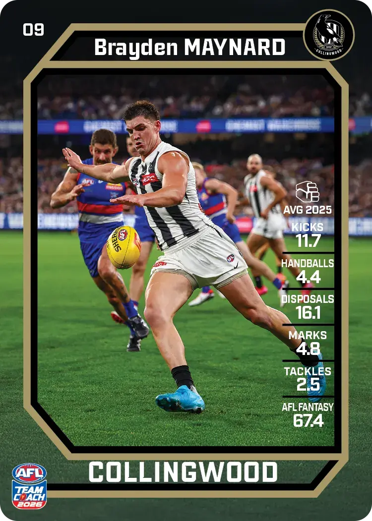 Teamcoach 2026 Base Common Card #09 Brayden Maynard - Collingwood