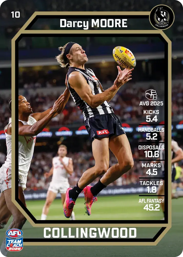 Teamcoach 2026 Base Common Card #10 Darcy Moore - Collingwood