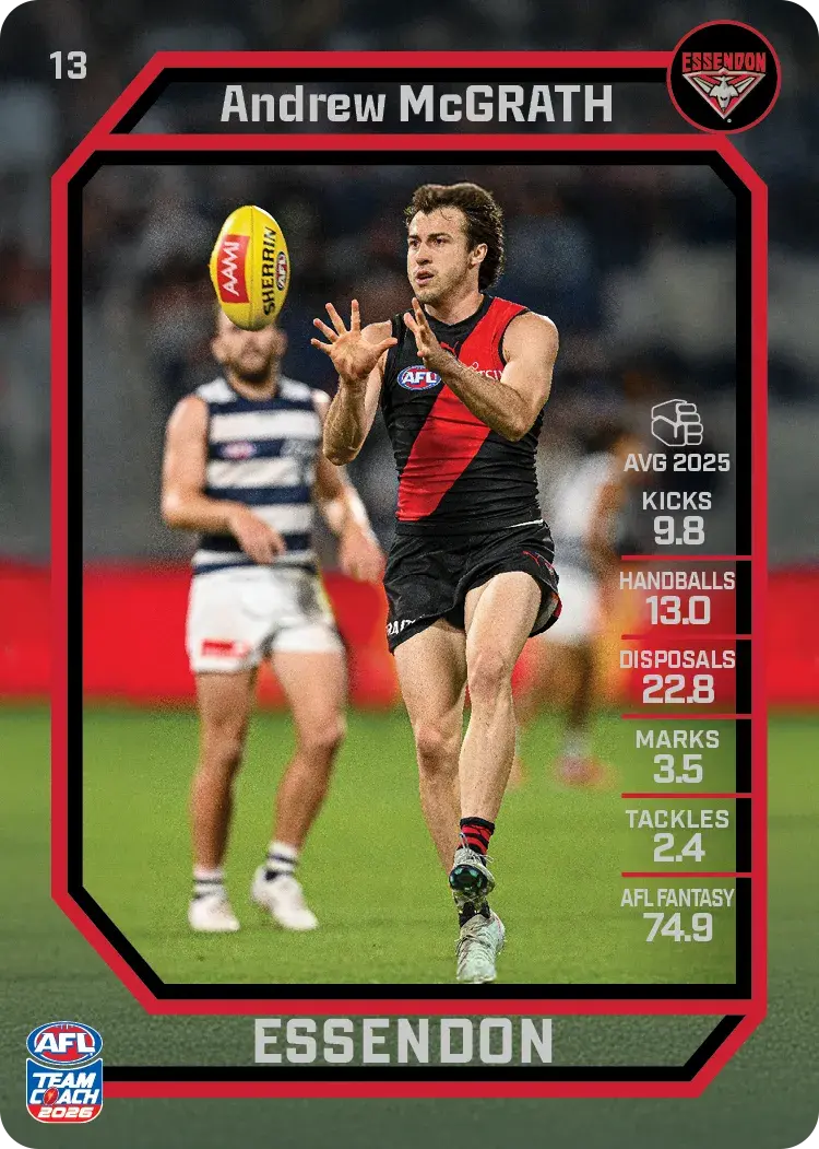 Teamcoach 2026 Base Common Card #13 Andrew McGrath - Essendon