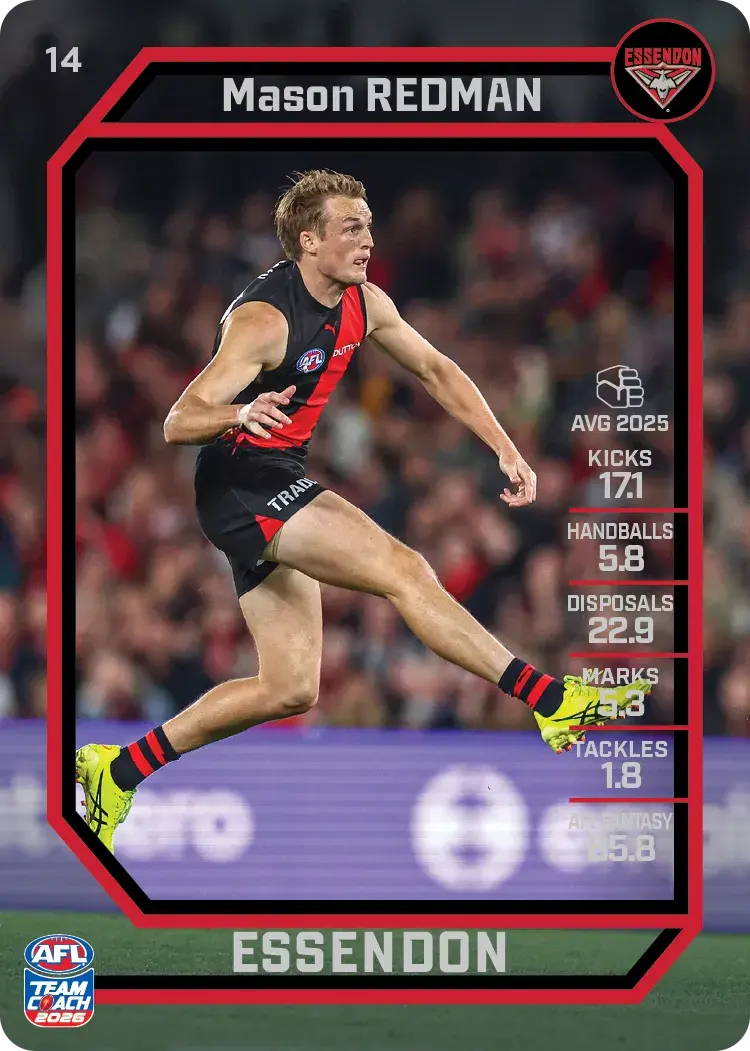Teamcoach 2026 Base Common Card #14 Mason Redman - Essendon