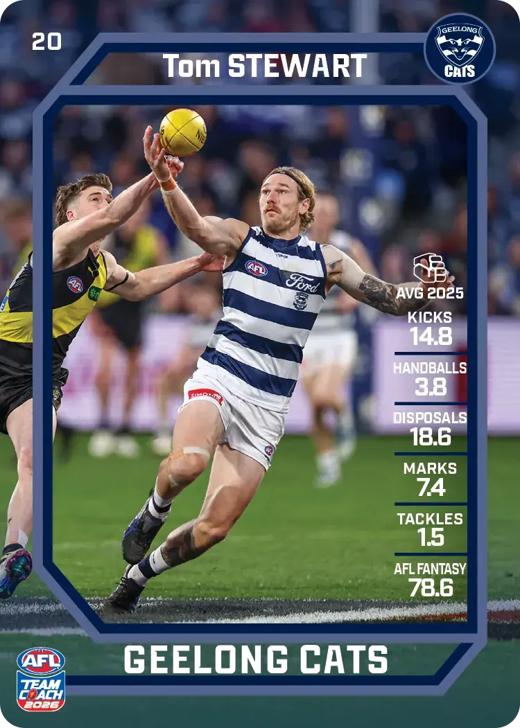 Teamcoach 2026 Base Common Card #20 Tom Stewart - Geelong