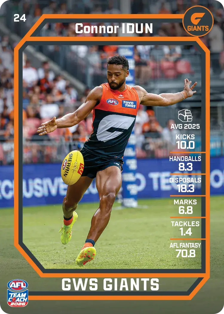 Teamcoach 2026 Base Common Card #24 Connor Idun - GWS Giants