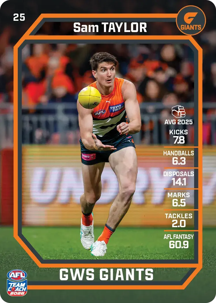 Teamcoach 2026 Base Common Card #25 Sam Taylor - GWS Giants