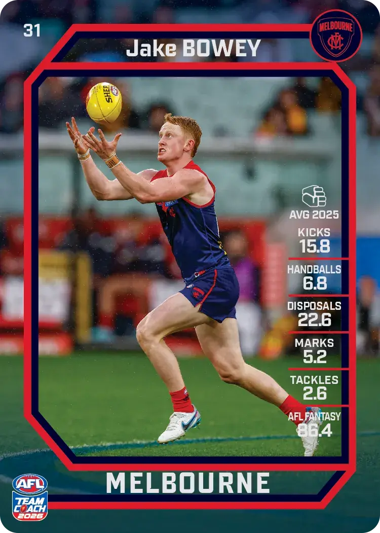 Teamcoach 2026 Base Common Card #31 Jake Bowey - Melbourne