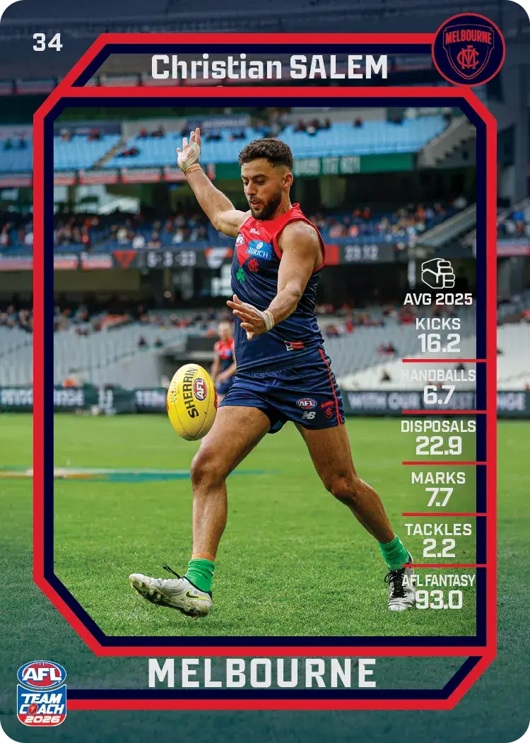 Teamcoach 2026 Base Common Card #34 Christian Salem - Melbourne