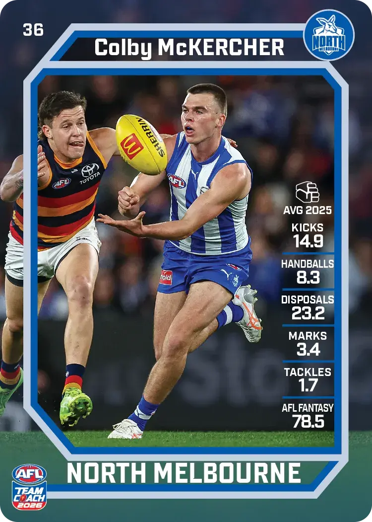 Teamcoach 2026 Base Common Card #36 Colby McKercher - North Melbourne