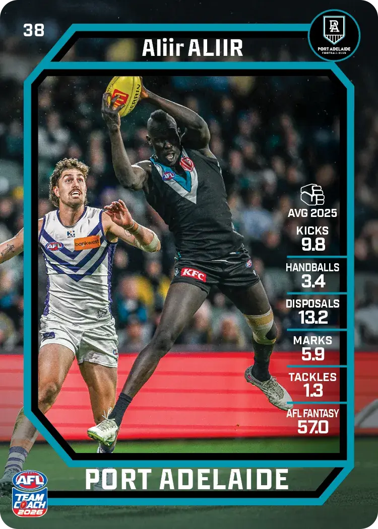Teamcoach 2026 Base Common Card #38 Aliir Aliir - Port Adelaide