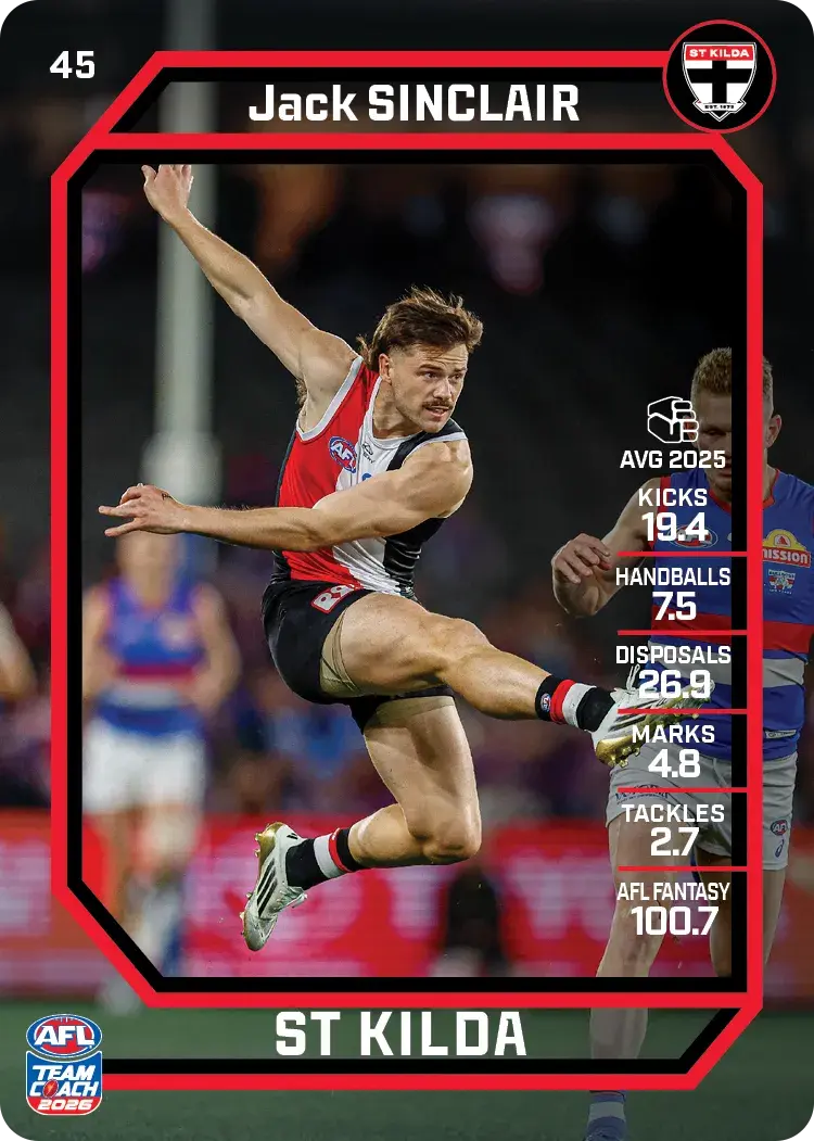 Teamcoach 2026 Base Common Card #45 Jack Sinclair - St Kilda