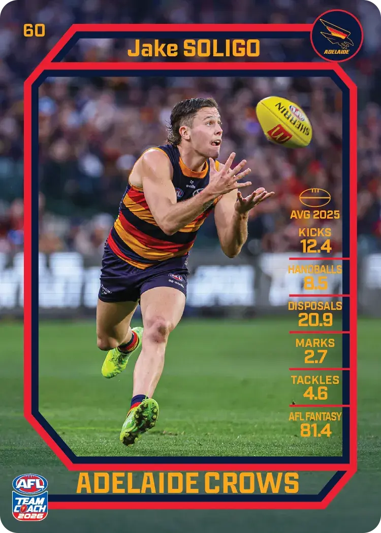 Teamcoach 2026 Base Common Card #60 Jake Soligo - Adelaide Crows