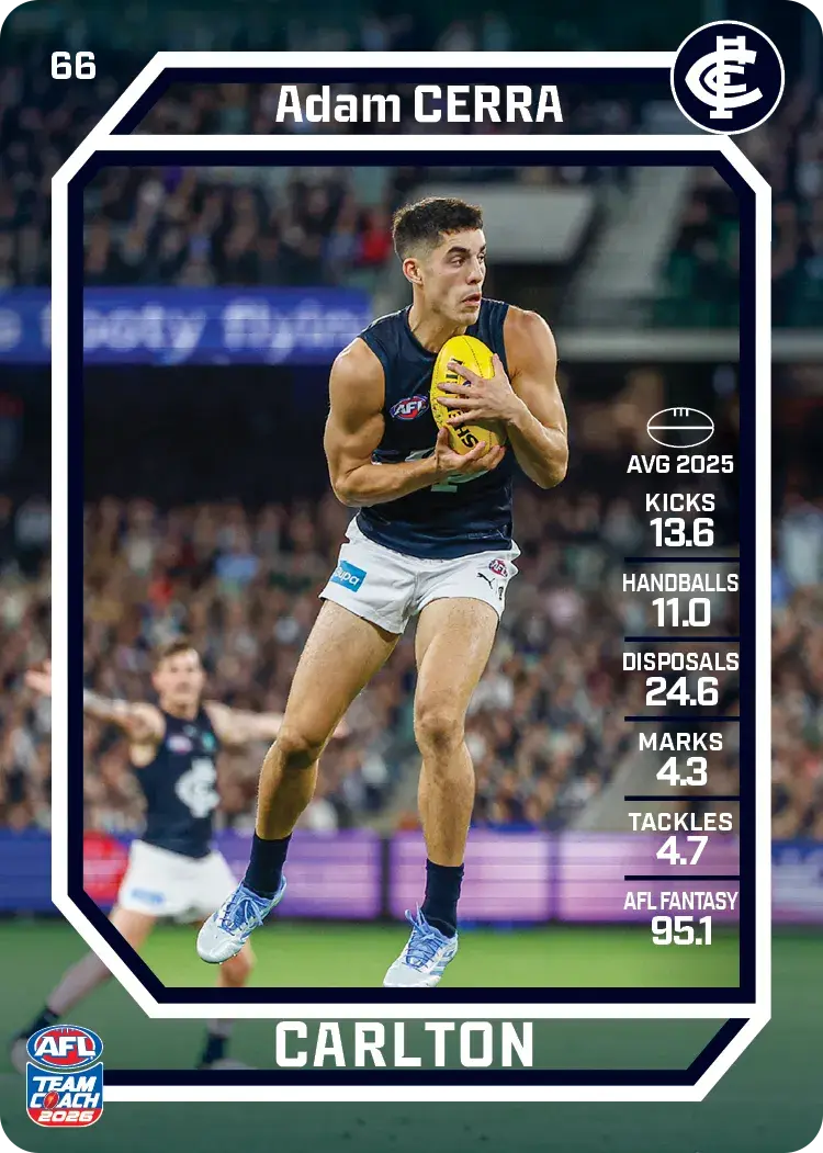 Teamcoach 2026 Base Common Card #66 Adam Cerra - Carlton