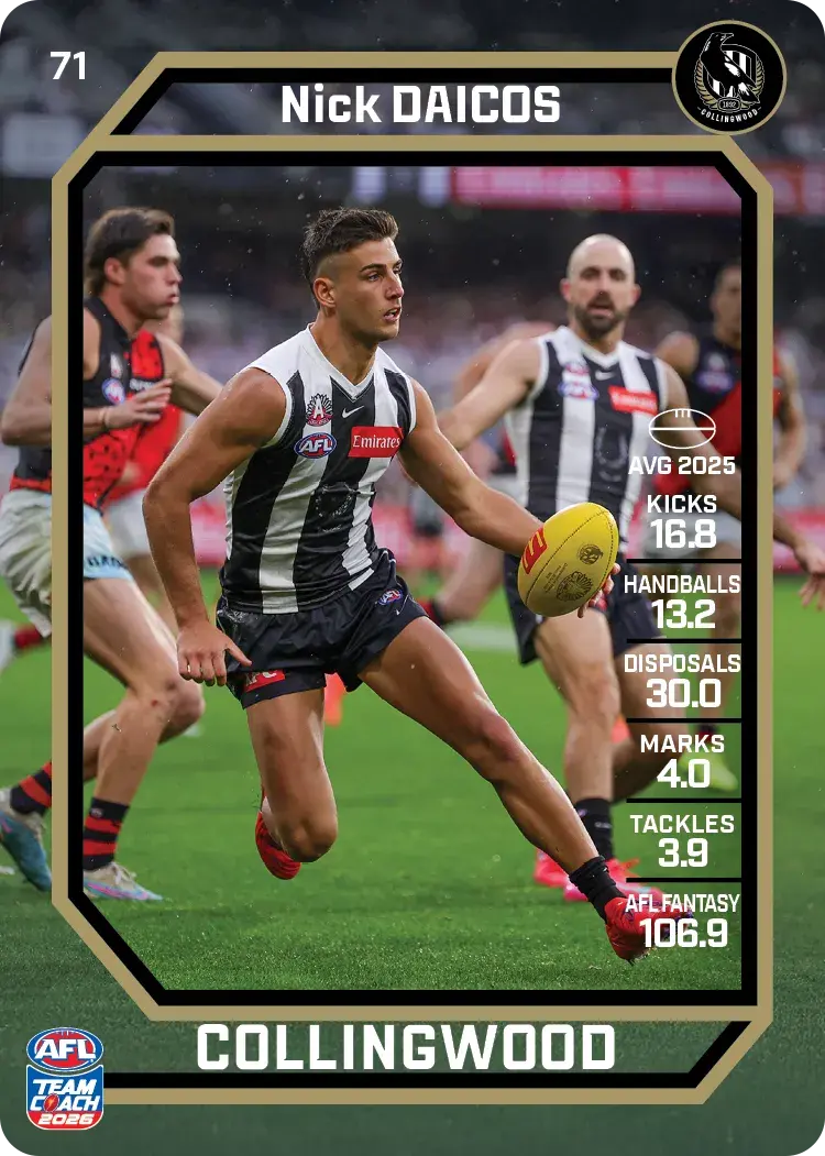 Teamcoach 2026 Base Common Card #71 Nick Daicos - Collingwood