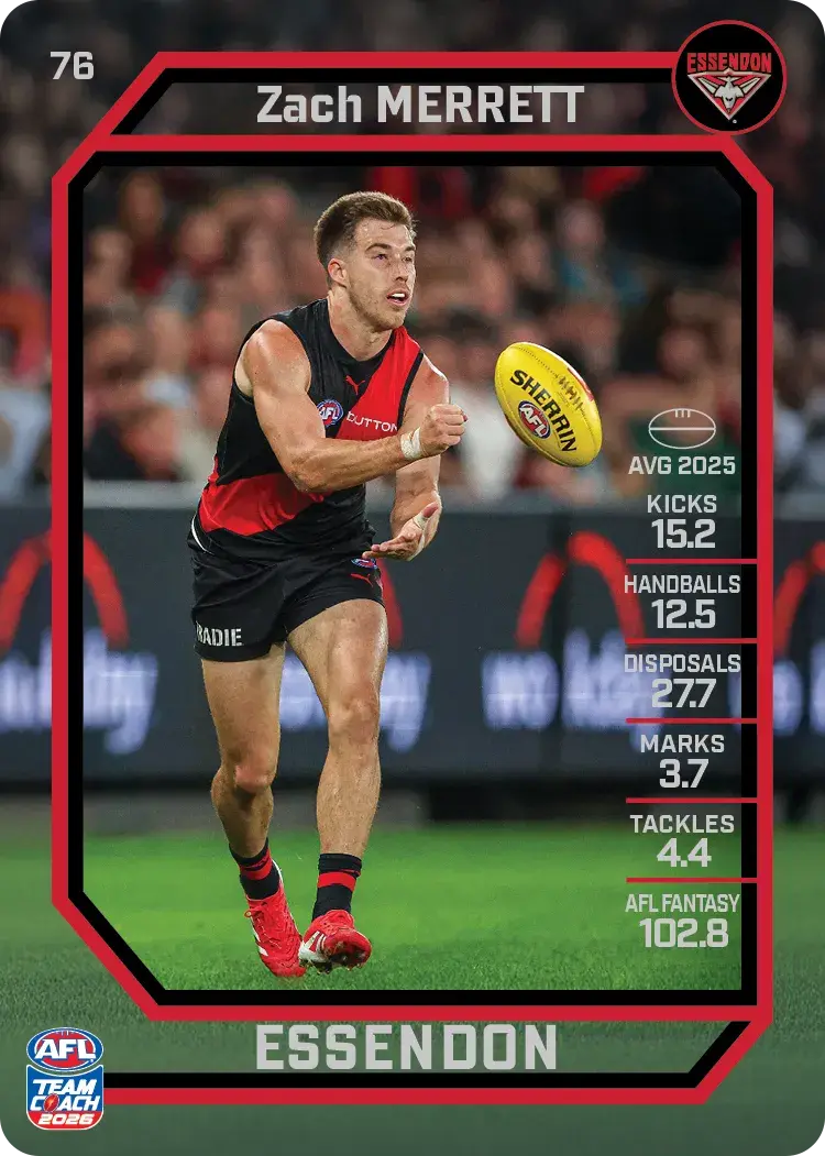Teamcoach 2026 Base Common Card #76 Zach Merrett - Essendon