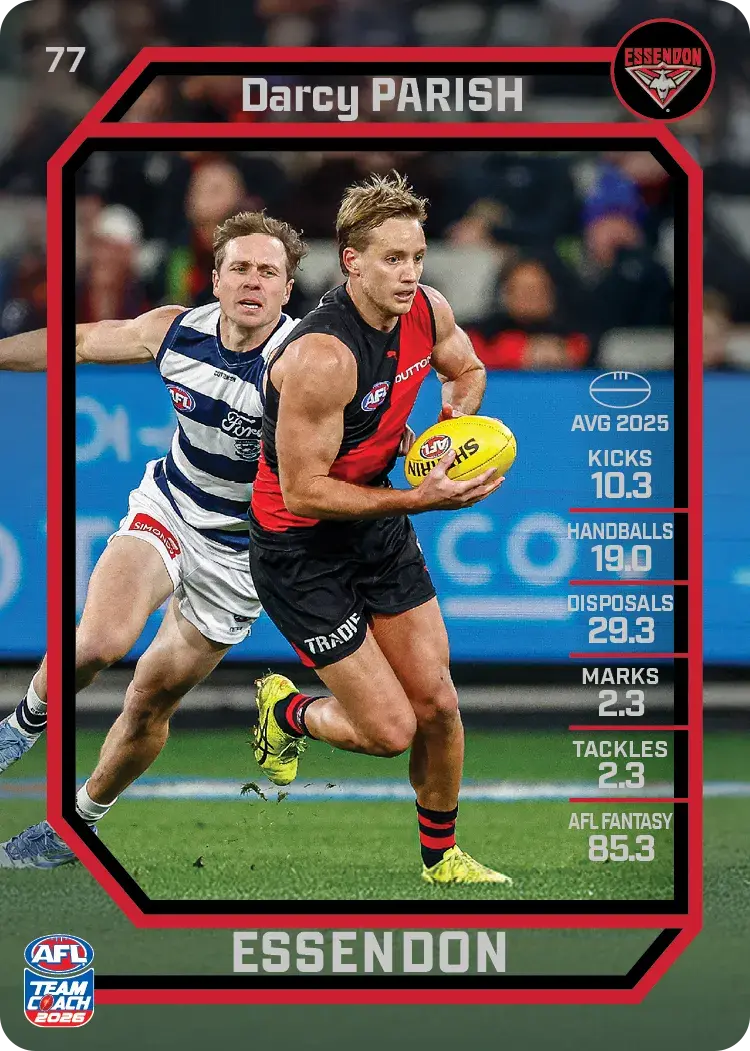 Teamcoach 2026 Base Common Card #77 Darcy Parish - Essendon