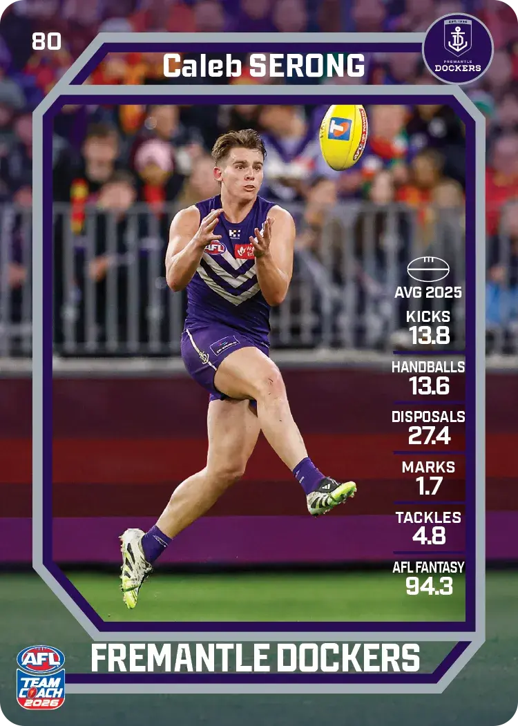 Teamcoach 2026 Base Common Card #80 Caleb Serong - Fremantle