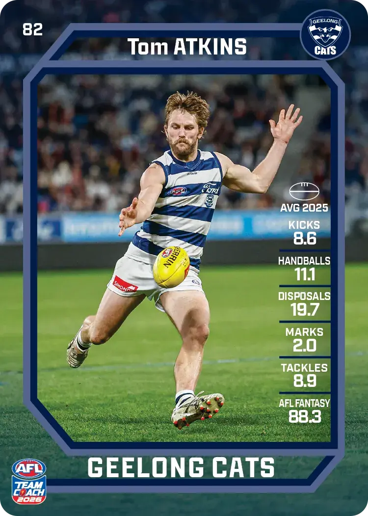 Teamcoach 2026 Base Common Card #82 Tom Atkins - Geelong