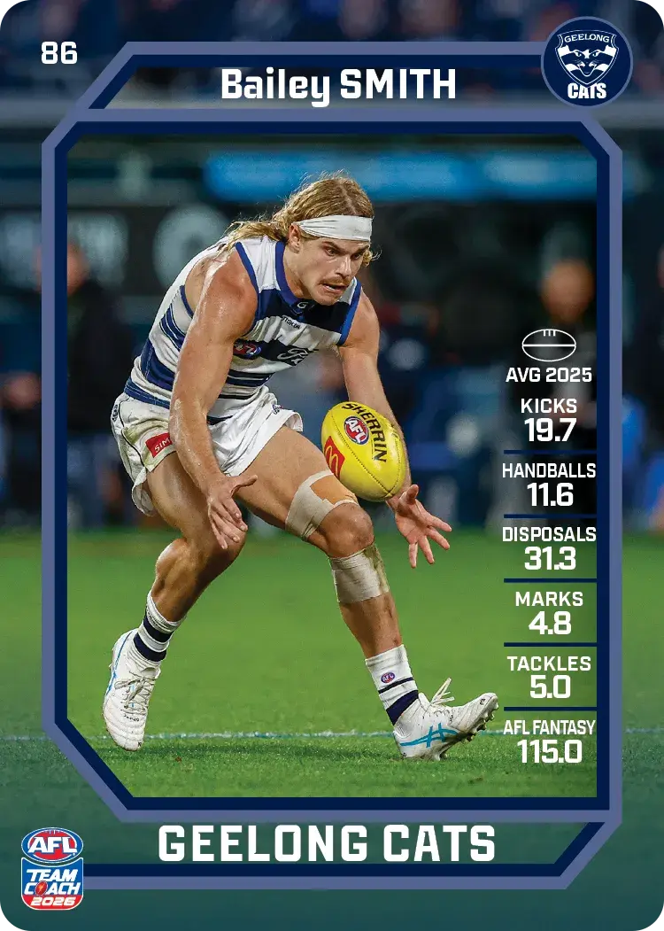 Teamcoach 2026 Base Common Card #86 Bailey Smith - Geelong
