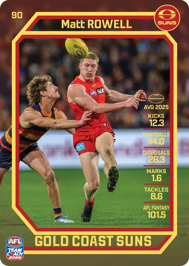 Teamcoach 2026 Base Common Card #90 Matt Rowell - Gold Coast Suns