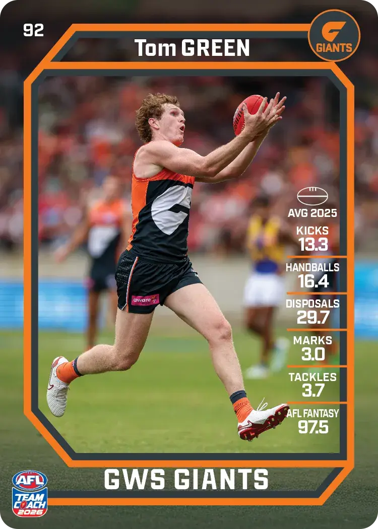 Teamcoach 2026 Base Common Card #92 Tom Green - GWS Giants
