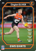 Teamcoach 2026 Base Common Card #93 Clayton Oliver - GWS Giants
