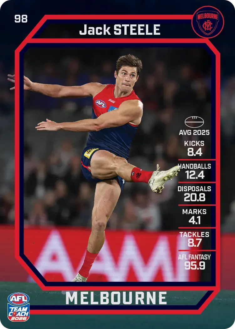 Teamcoach 2026 Base Common Card #98 Jack Steele - Melbourne