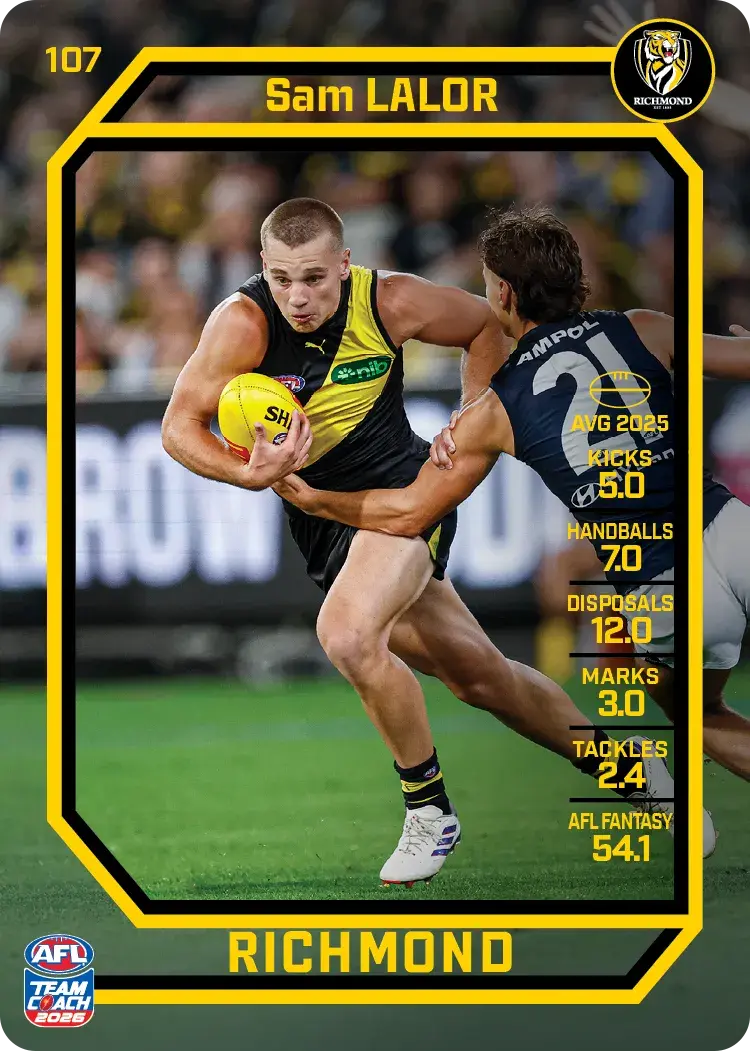 Teamcoach 2026 Base Common Card #107 Sam Lalor - Richmond