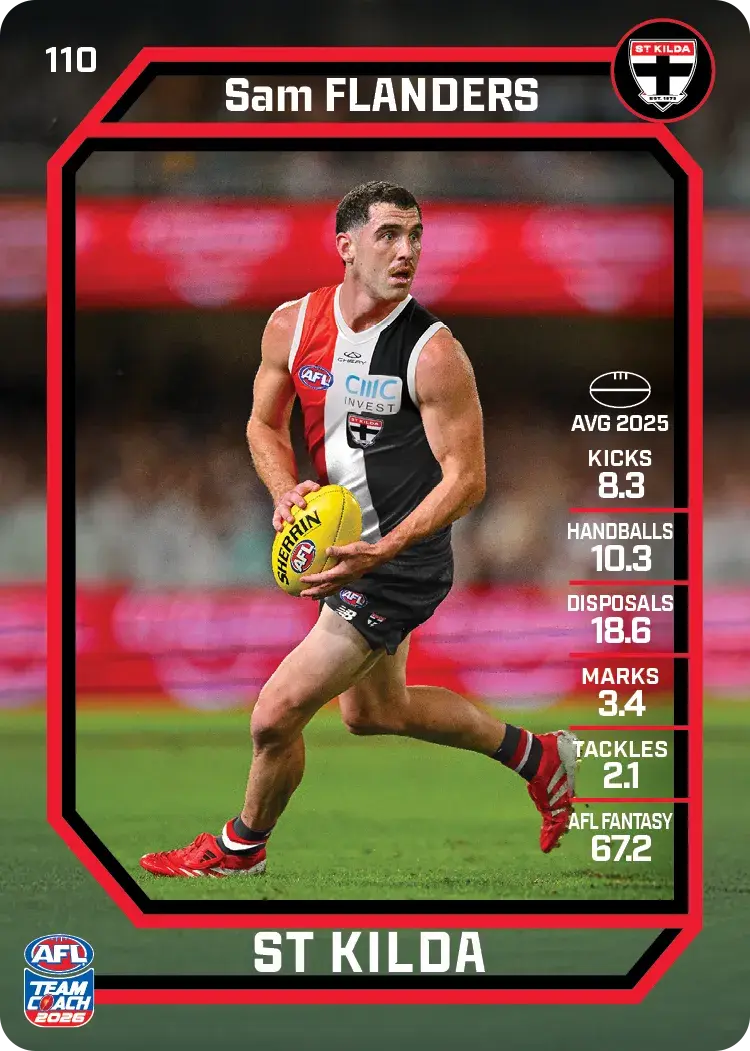 Teamcoach 2026 Base Common Card #110 Sam Flanders - St Kilda
