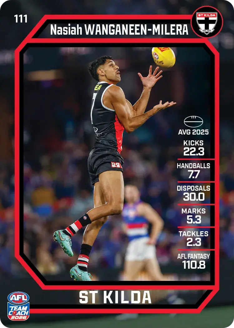 Teamcoach 2026 Base Common Card #111 Nasiah Wanganeen-Milera - St Kilda