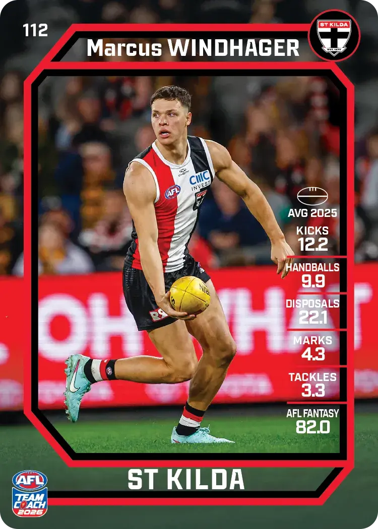 Teamcoach 2026 Base Common Card #112 Marcus Windhager - St Kilda