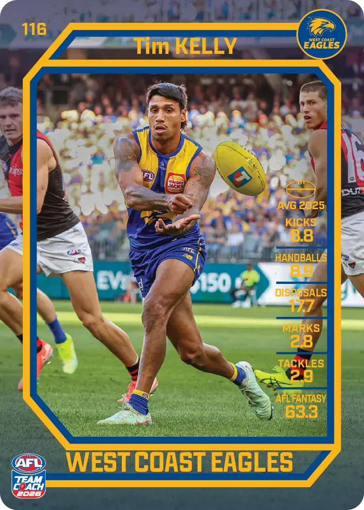 Teamcoach 2026 Base Common Card #116 Tim Kelly - West Coast Eagles