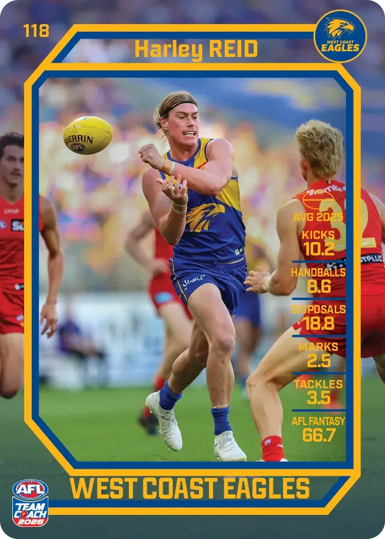 Teamcoach 2026 Base Common Card #118 Harley Reid - West Coat Eagles