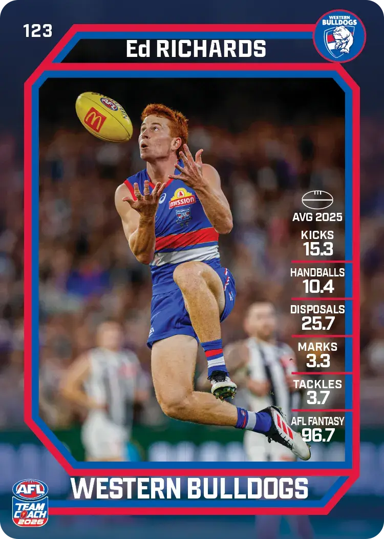 Teamcoach 2026 Base Common Card #123 Ed Richards - Western Bulldogs