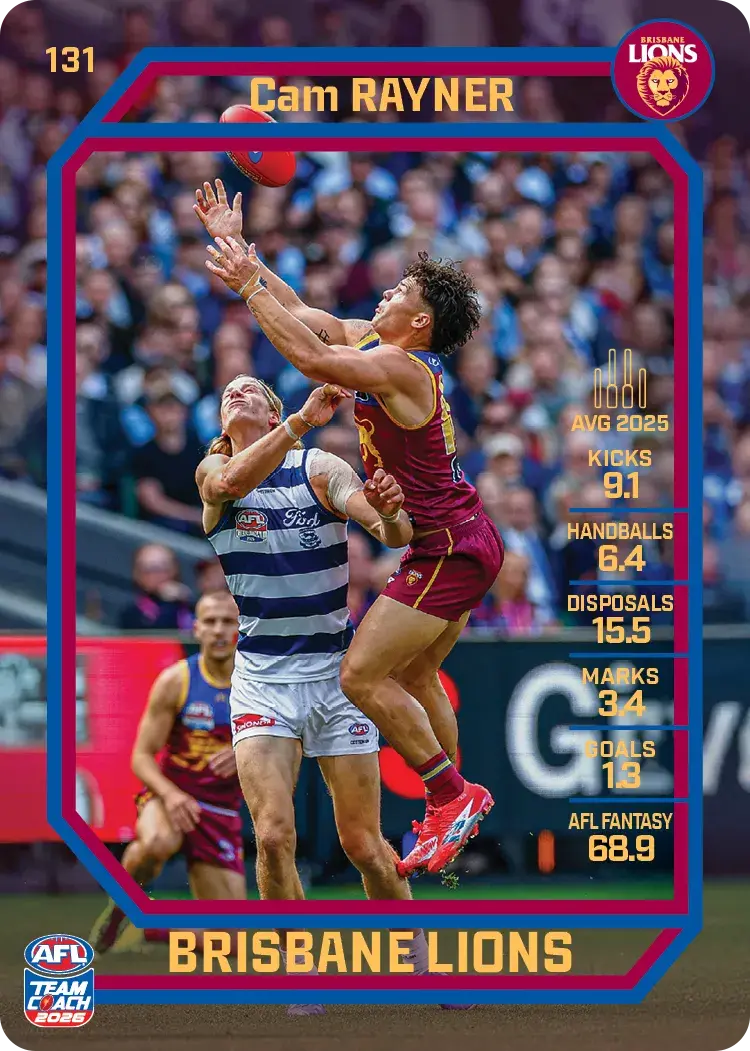 Teamcoach 2026 Base Common Card #131 Cam Rayner - Brisbane Lions