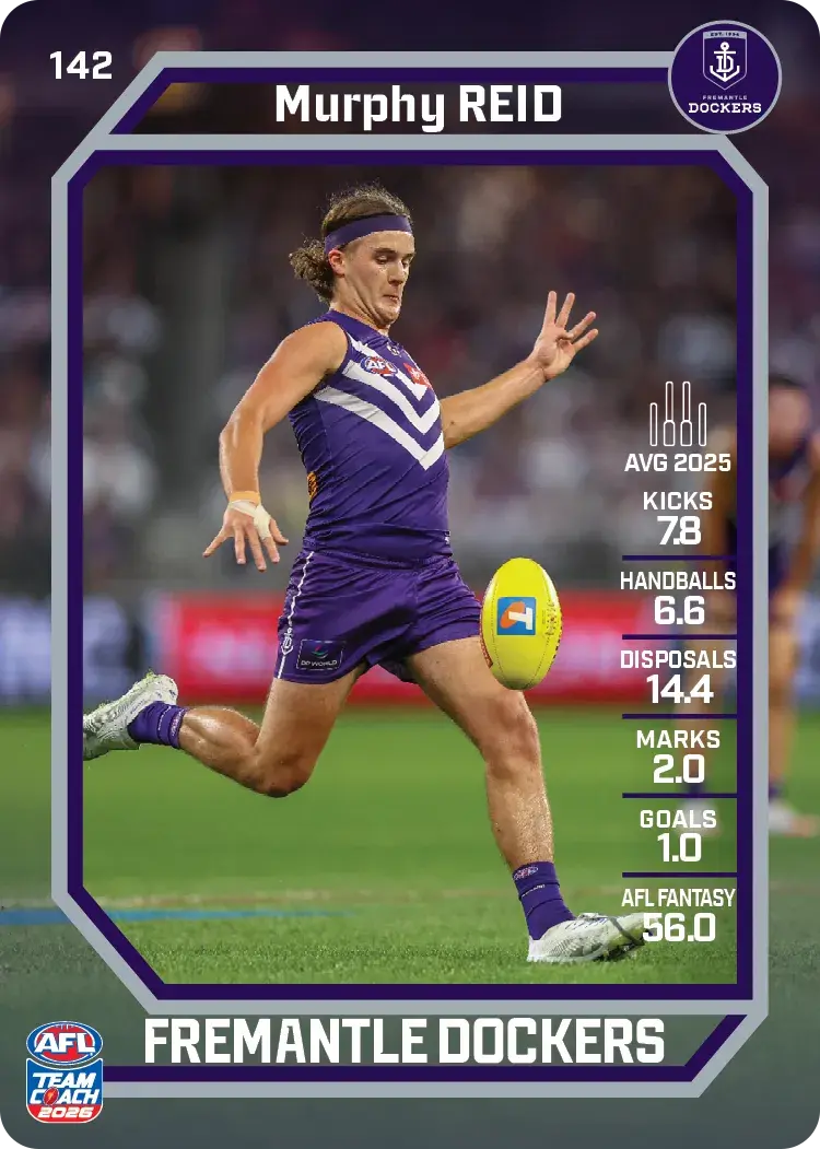Teamcoach 2026 Base Common Card #142 Murphy Reid - Fremantle