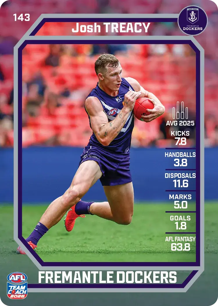 Teamcoach 2026 Base Common Card #143 Josh Treacy - Fremantle