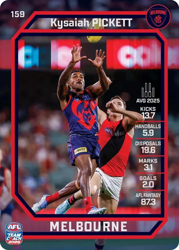 Teamcoach 2026 Base Common Card #159 Kysaiah Pickett - Melbourne