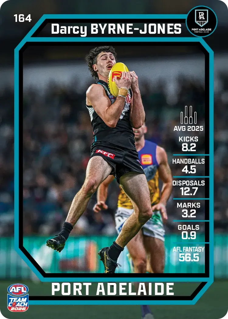 Teamcoach 2026 Base Common Card #164 Darcy Byrne-Jones - Port Adelaide