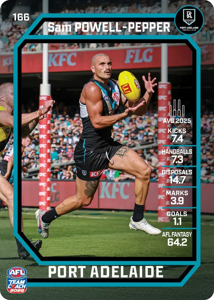 Teamcoach 2026 Base Common Card #166 Sam Powell-Pepper - Port Adelaide