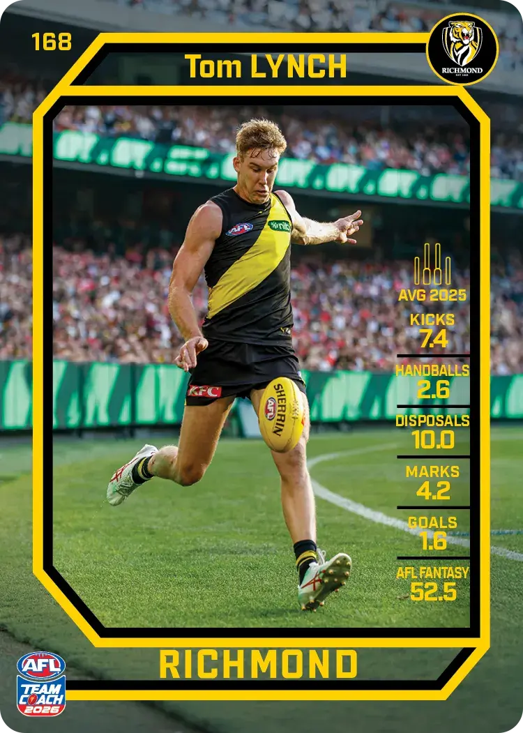 Teamcoach 2026 Base Common Card #168 Tom Lynch - Richmond