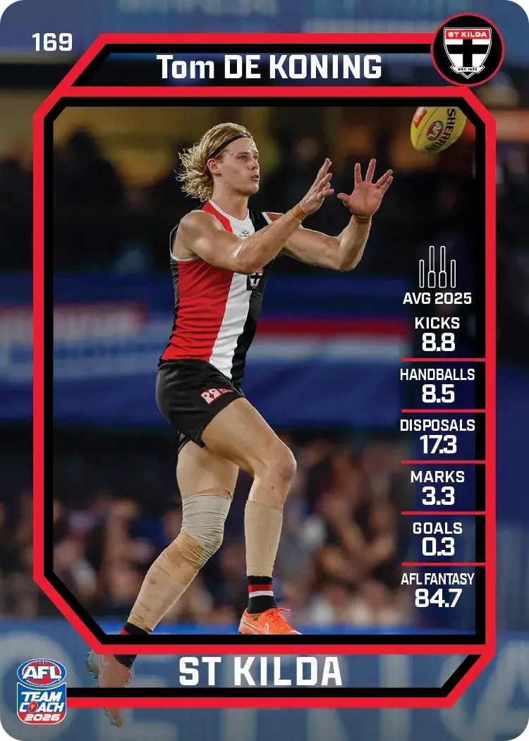 Teamcoach 2026 Base Common Card #169 Tom De Koning - St Kilda