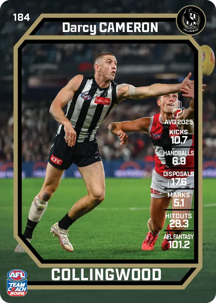 Teamcoach 2026 Base Common Card #184 Darcy Cameron - Collingwood