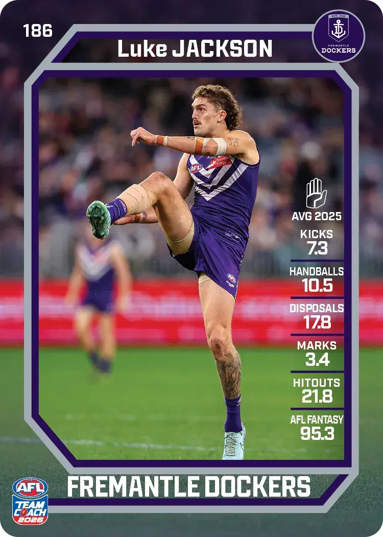 Teamcoach 2026 Base Common Card #186 Luke Jackson - Fremantle