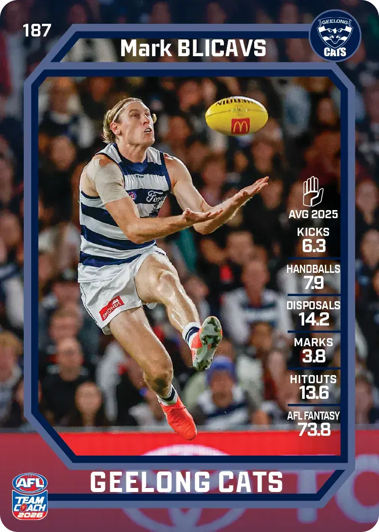 Teamcoach 2026 Base Common Card #187 Mark Blicavs - Geelong