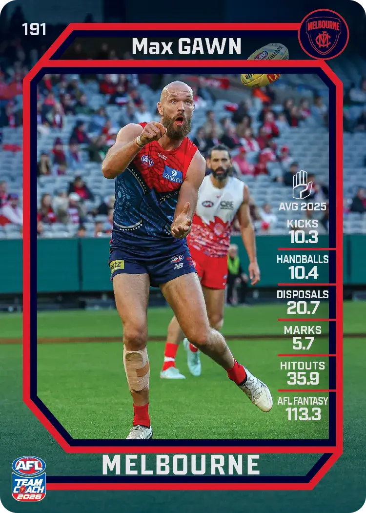 Teamcoach 2026 Base Common Card #191 Max Gawm - Melbourne