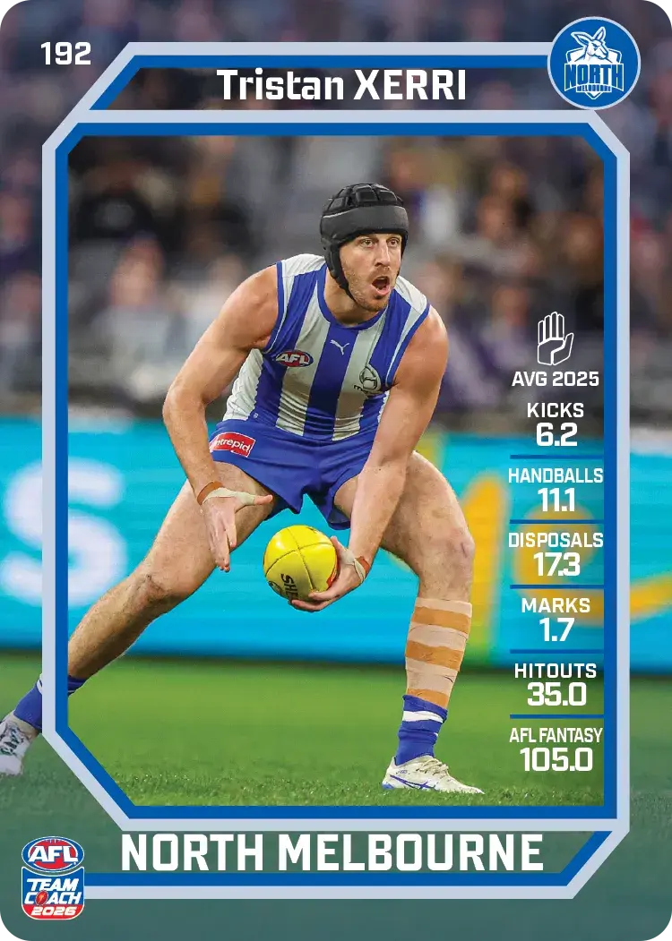 Teamcoach 2026 Base Common Card #192 Tristan Xerri - North Melbourne