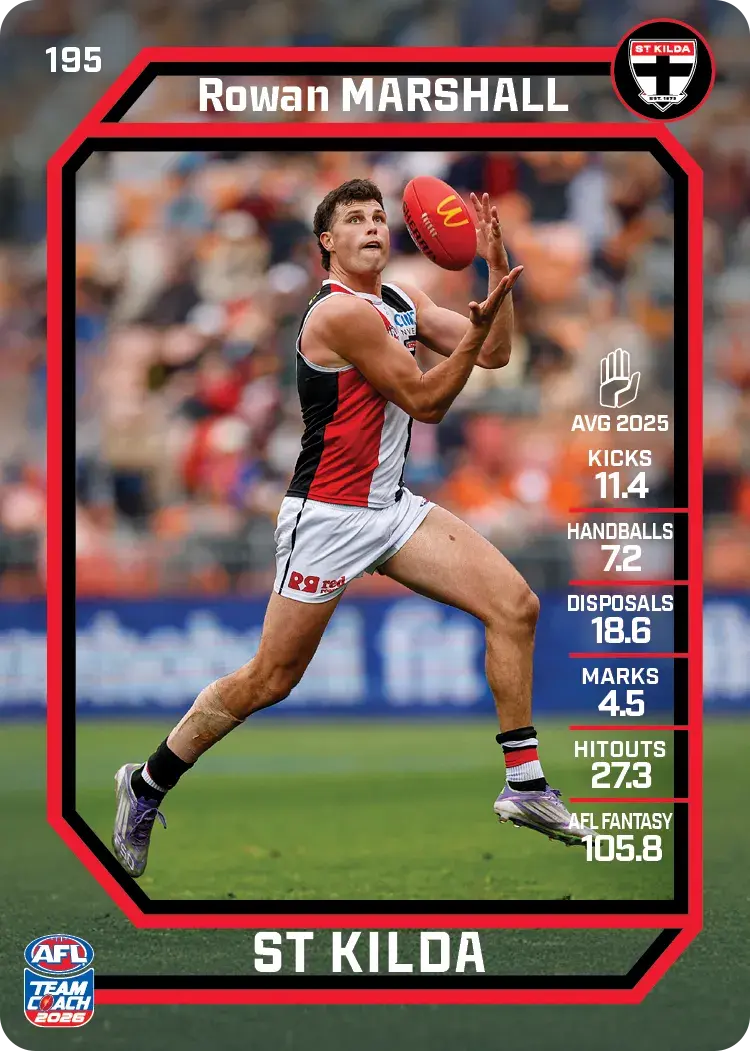 Teamcoach 2026 Base Common Card #195 Rowan Marshal - St Kilda