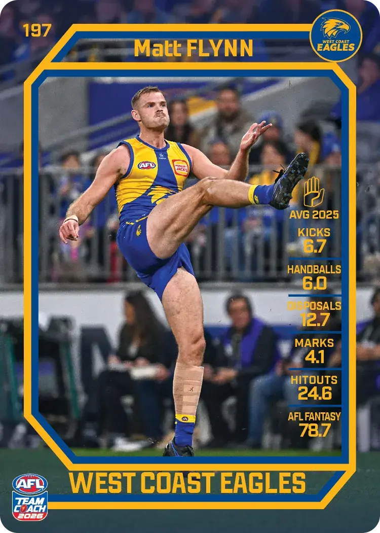Teamcoach 2026 Base Common Card #197 Matt Flynn - West Coast Eagles